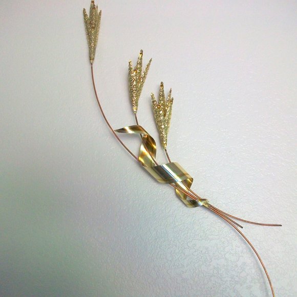 Vintage Homco Brass Metal Wheat Wall Decor - Picture 5 of 5
